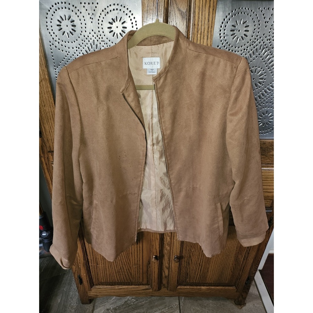 Suede Like Blazer Jacket Ladies Sz 10, Camel Brown Koret‎